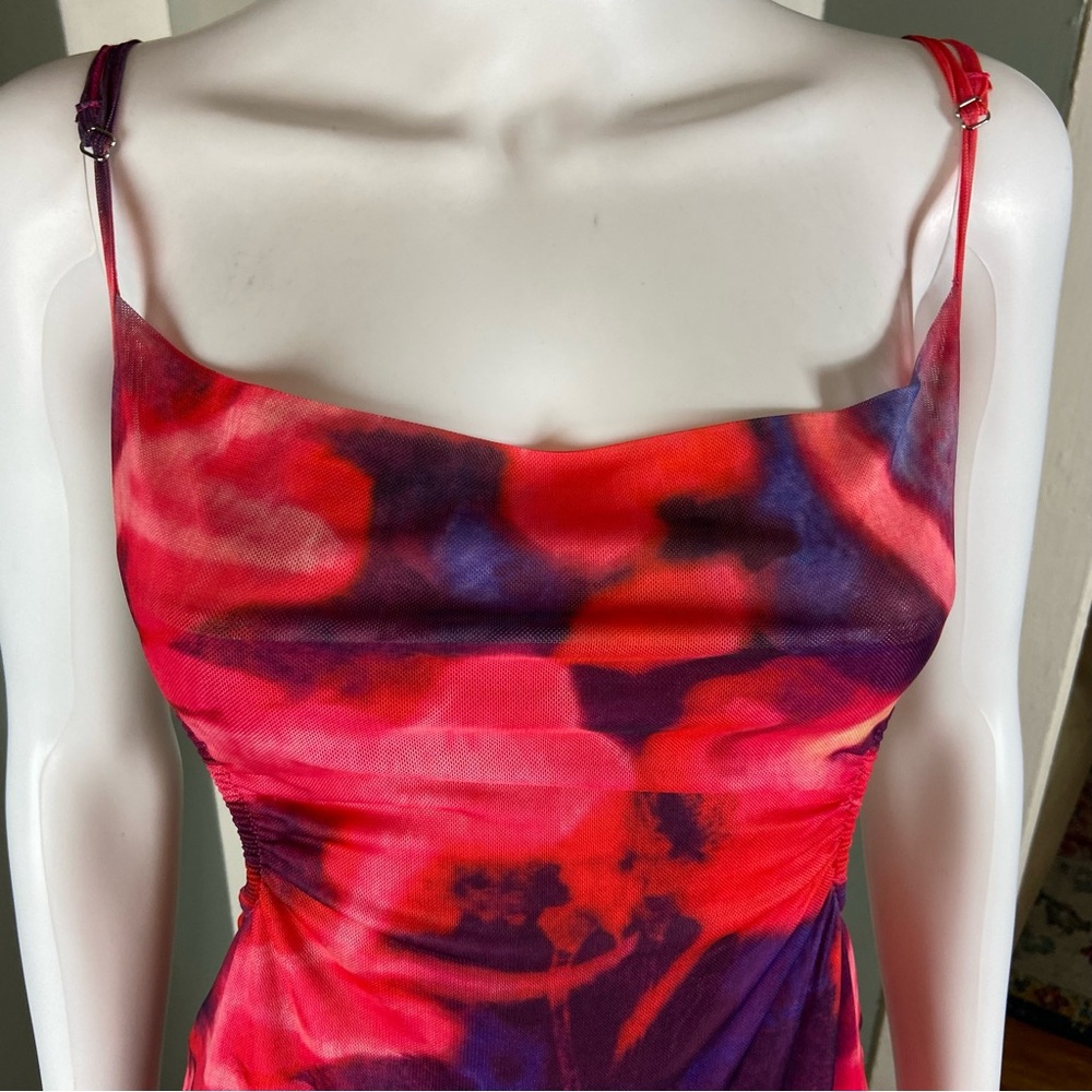 NWT New Fashion Nova She’s Electric Ruffle Pink Purple Asymmetrical Mini Dress M - Picture 6 of 13